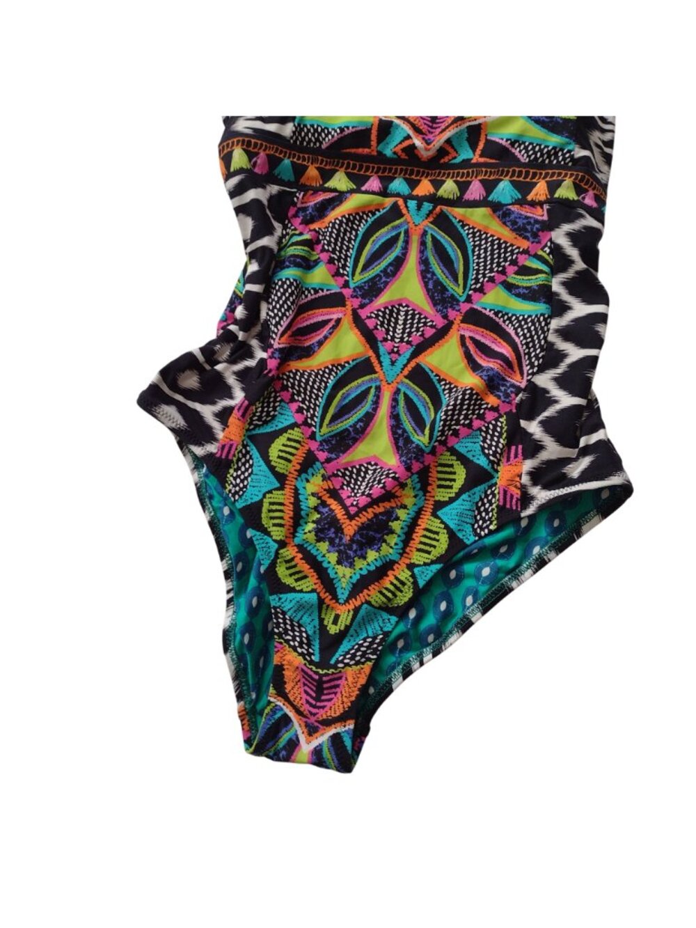 Trina Turk Africana High Neck Swimsuit M Colorful Printed High Leg One Piece - Picture 4 of 11